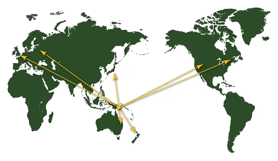 Organic coffee world distribution map